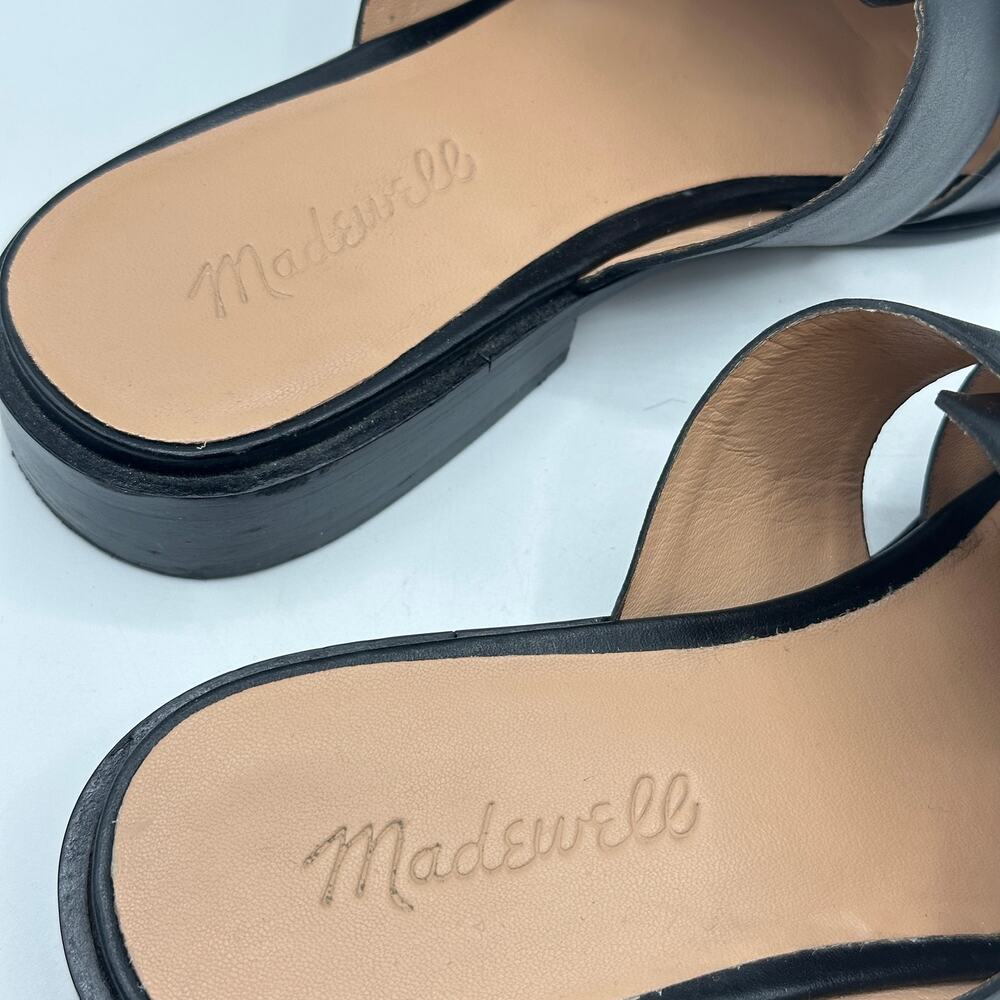 MADEWELL The Dixson Fisherman Mule Leather True Black Sz 7.5 $128 - Picture 8 of 9